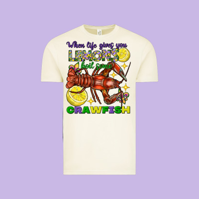 When Life Gives You Lemons Boil Some Crawfish Mardi Gras Vintage Tee Designed By Fadigitalartstudio