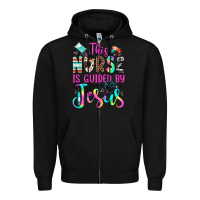 Black this nurse is guided by jesus Zipper Hoodie - JahusDesignShop