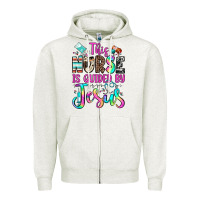 Oatmeal Heather this nurse is guided by jesus Zipper Hoodie - JahusDesignShop
