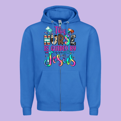 This Nurse Is Guided By Jesus Zipper Hoodie Designed By Jahusdesignshop