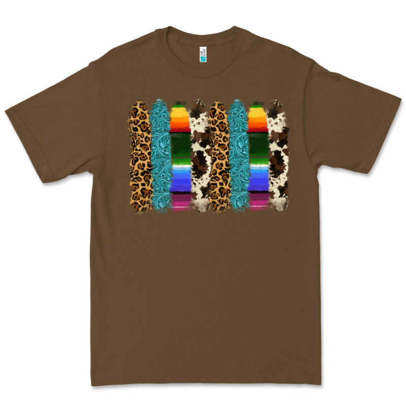 Serape Leopard Tooled Leather Cowhide Background Premium Tee by RanaPortraitStore | Teevron