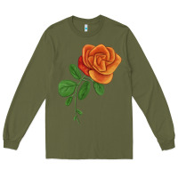 Army Green Burst Of Joy Rose Long Sleeve Tee - LillyAllenDesigns