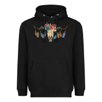 Black Texas Longhorn Bull Skull Heavyweight Hoodie - JahusDesignShop