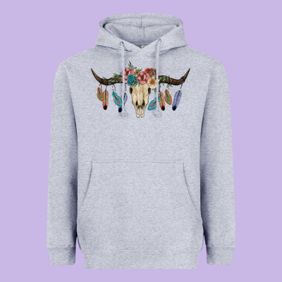 Texas Longhorn Bull Skull Heavyweight Hoodie Designed By Jahusdesignshop