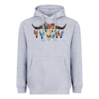 Heather Grey Texas Longhorn Bull Skull Heavyweight Hoodie - JahusDesignShop