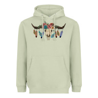 Matcha Texas Longhorn Bull Skull Heavyweight Hoodie - JahusDesignShop