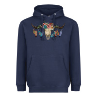 Navy Texas Longhorn Bull Skull Heavyweight Hoodie - JahusDesignShop