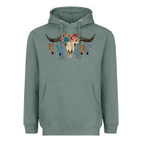 Sage Texas Longhorn Bull Skull Heavyweight Hoodie - JahusDesignShop