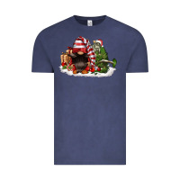 Vintage Denim christmas gnome and tree Vintage Tee - FaDigitalArtStudio