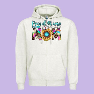 Proud Nurse Mom Zipper Hoodie Designed By Jahusdesignshop