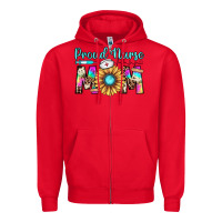 Red proud nurse mom Zipper Hoodie - JahusDesignShop