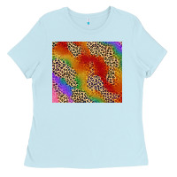 Baby Blue Pride rainbow leopard design Ladies Tee - FaDigitalArtStudio