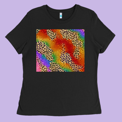 Pride Rainbow Leopard Design Ladies Tee Designed By Fadigitalartstudio
