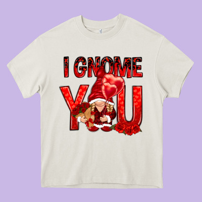 I Gnome You With Roses Valentine's Day Heavy Core Tee Designed By Howdyjamesfarm