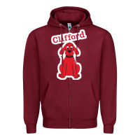 Burgundy clifford the big red dog 98093899 Zipper Hoodie - linhVisuals