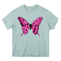 Floral Pink Butterfly Heavy Core Tee | Teevron