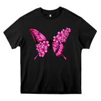Black floral pink butterfly Heavy Core Tee - Jasminsmagicworld