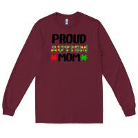 Burgundy autism awareness puzzle theme Long Sleeve Tee - CowhideDigitalArt