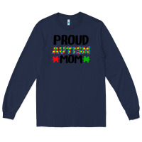 Navy autism awareness puzzle theme Long Sleeve Tee - CowhideDigitalArt