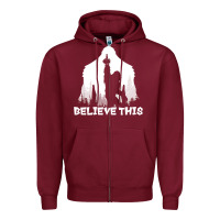 Burgundy bigfoot t  shirt believe this t  shirt Zipper Hoodie - linhVisuals