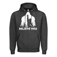 Charcoal Heather bigfoot t  shirt believe this t  shirt Zipper Hoodie - linhVisuals