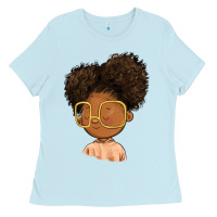 Baby Blue black girl Ladies Tee - FaDigitalArtStudio