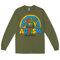 Army Green proud autism mom rainbow Long Sleeve Tee - CowhideDigitalArt