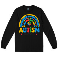 Black proud autism mom rainbow Long Sleeve Tee - CowhideDigitalArt