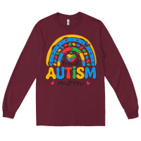 Burgundy proud autism mom rainbow Long Sleeve Tee - CowhideDigitalArt
