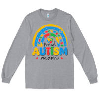 Heather Grey proud autism mom rainbow Long Sleeve Tee - CowhideDigitalArt