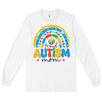 White proud autism mom rainbow Long Sleeve Tee - CowhideDigitalArt