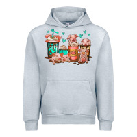 Heather Grey cute pigs coffee Urban Hoodie - Jasminsmagicworld