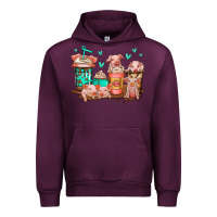 Mauve Wine cute pigs coffee Urban Hoodie - Jasminsmagicworld