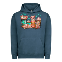 Pigment Midnight Navy cute pigs coffee Urban Hoodie - Jasminsmagicworld
