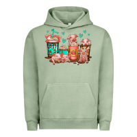 Pigment Oil Green cute pigs coffee Urban Hoodie - Jasminsmagicworld