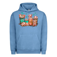 Pigment Pebble Blue cute pigs coffee Urban Hoodie - Jasminsmagicworld