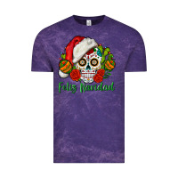 Cloud Purple Feliz Navidad Skull Vintage Tee - BundleAndBundleShop