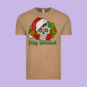 Feliz Navidad Skull Vintage Tee Designed By Bundleandbundleshop