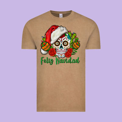 Feliz Navidad Skull Vintage Tee Designed By Bundleandbundleshop