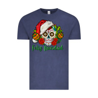 Vintage Denim Feliz Navidad Skull Vintage Tee - BundleAndBundleShop