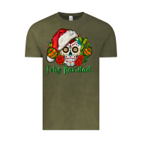 Vintage Olive Feliz Navidad Skull Vintage Tee - BundleAndBundleShop