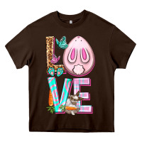 Chocolate Brown Love Rabbit Easter Day Heavy Core Tee - HowdyJamesFarm