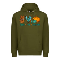 Army Green peace love pumpkins Premium Hoodie - Jasminsmagicworld