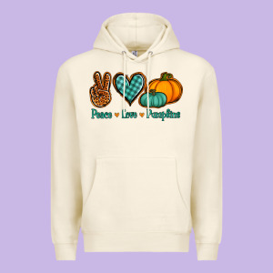 Peace Love Pumpkins Premium Hoodie Designed By Jasminsmagicworld