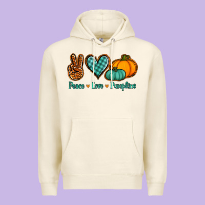 Peace Love Pumpkins Premium Hoodie Designed By Jasminsmagicworld