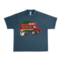 Midnight Navy christmas santa claus with retro van Urban Heavy Tee - BundleAndBundleShop
