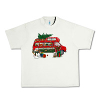 Pistachio christmas santa claus with retro van Urban Heavy Tee - BundleAndBundleShop
