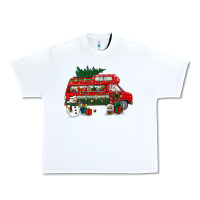 White christmas santa claus with retro van Urban Heavy Tee - BundleAndBundleShop