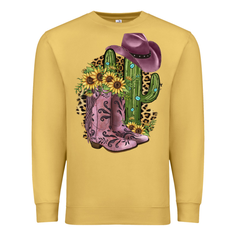 Pink Cowboy Boots Premium Sweatshirt by JahusDesignShop | Teevron