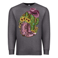 Charcoal Heather Pink Cowboy Boots Premium Sweatshirt - JahusDesignShop